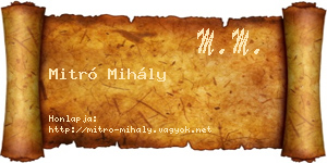Mitró Mihály névjegykártya