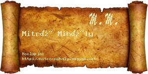 Mitró Mihály névjegykártya